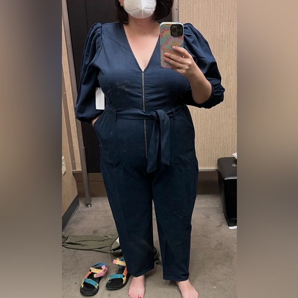 Treasure & Bond Navy Puff Sleeve Jumpsuit Size 2x